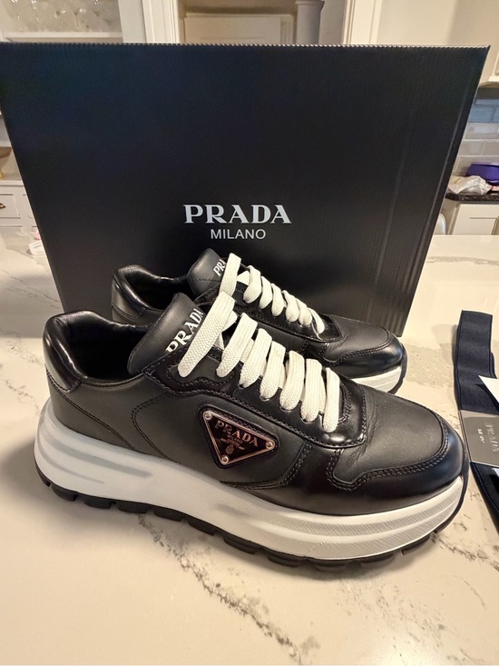 Prada Shoes - Women’s Prada Black Prax 36.5  Leather Platform Sneakers